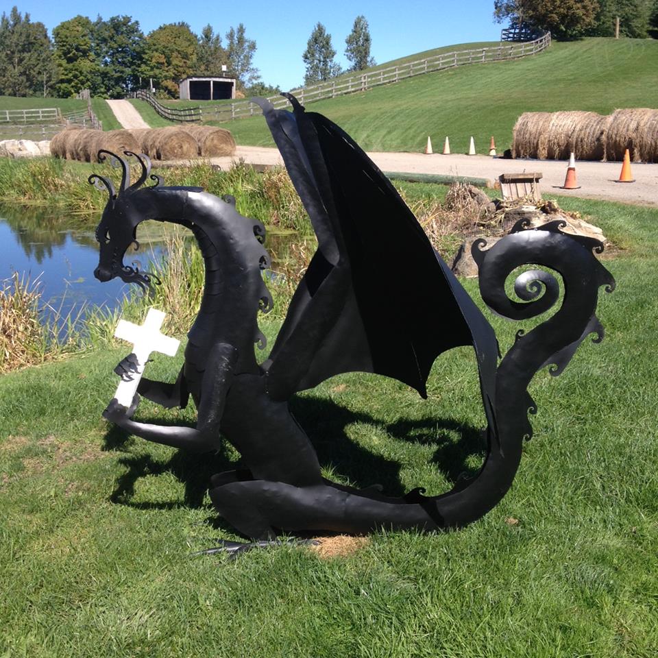 custom steel metal black dragon sculpture by ImagineMetalArt