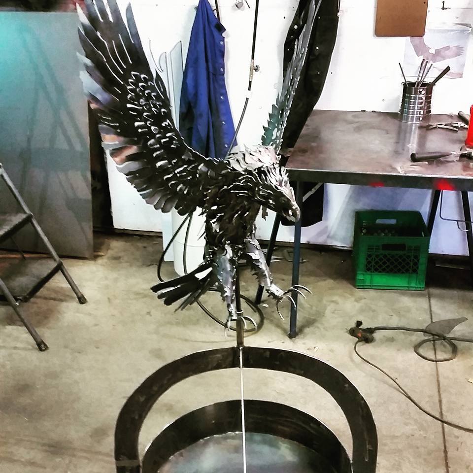 custom steel eagle firepit by ImagineMetalArt