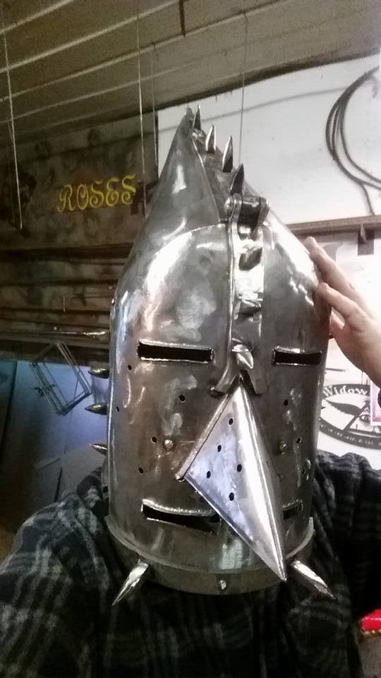 custom steel metal helmet medieval iron maiden by ImagineMetalArt