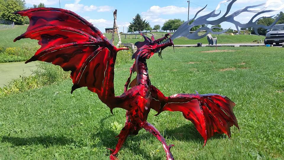 custom red dragon metal steel by ImagineMetalArt