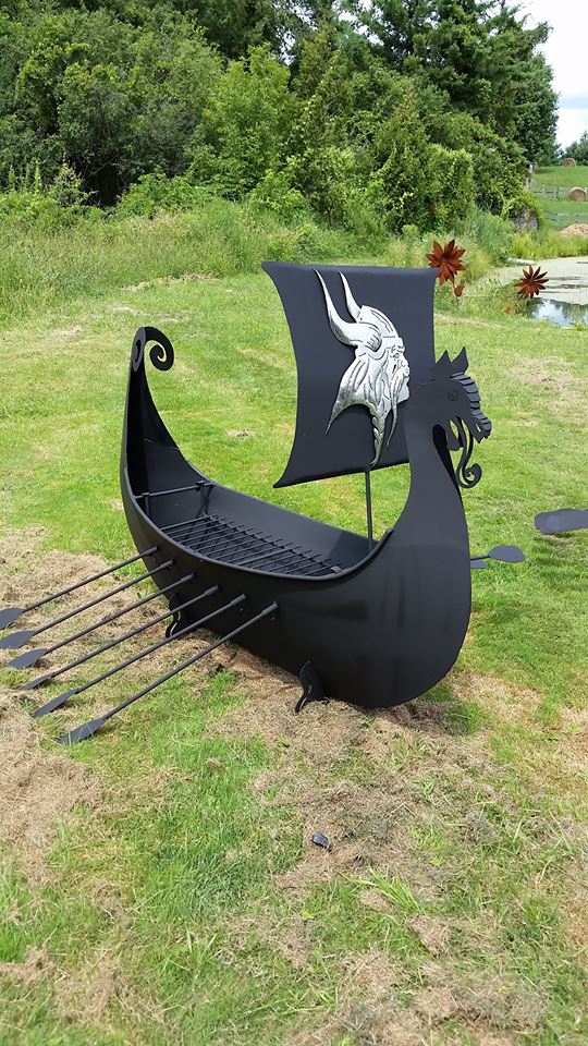 custom steel viking pirateship firepit by ImagineMetalArt