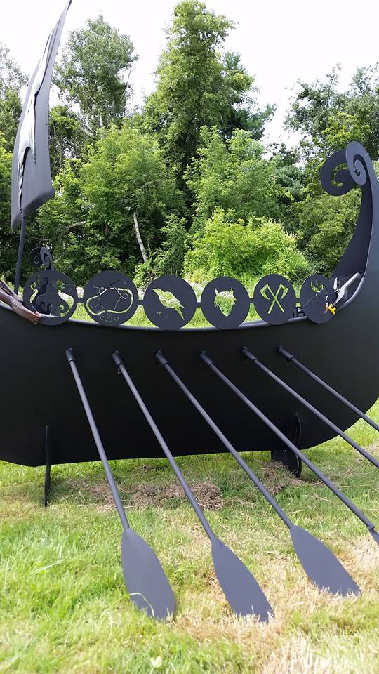 custom steel viking pirateship firepit by ImagineMetalArt